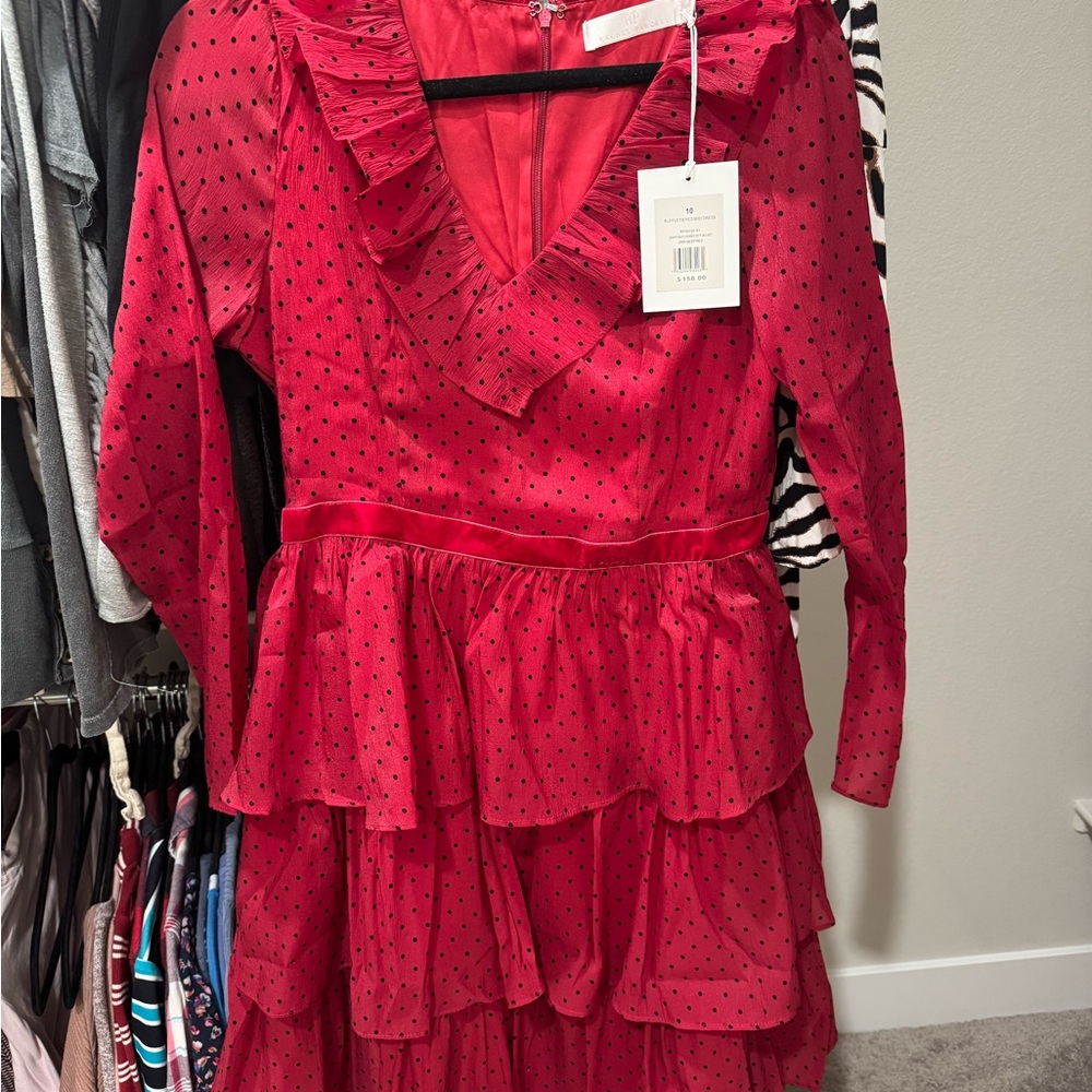 Red Ruffled Polka Dot Dress